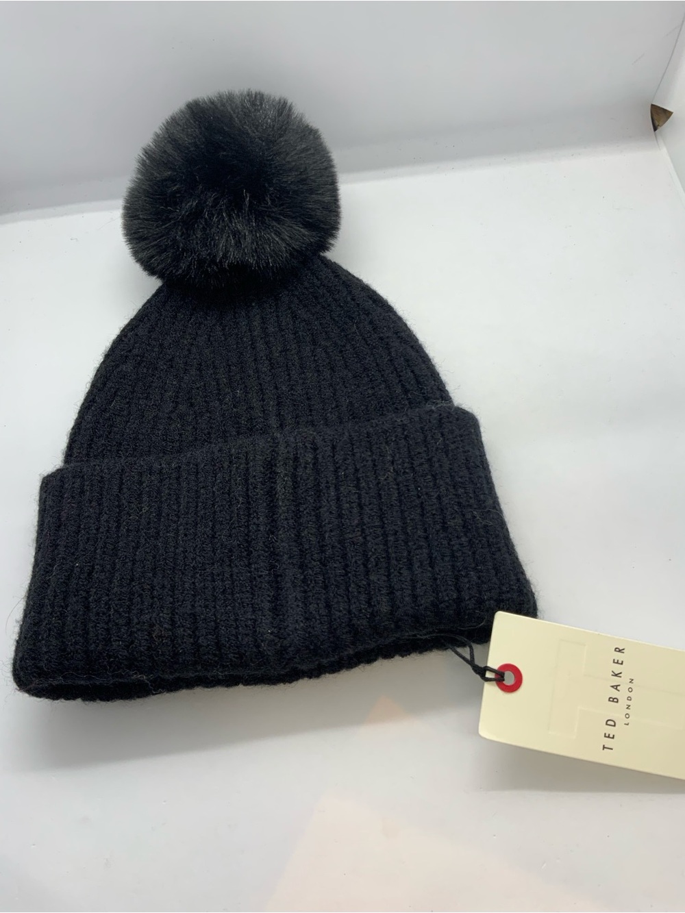 TED BAKER LONDON WOMEN'S BLACK POM BEANIE